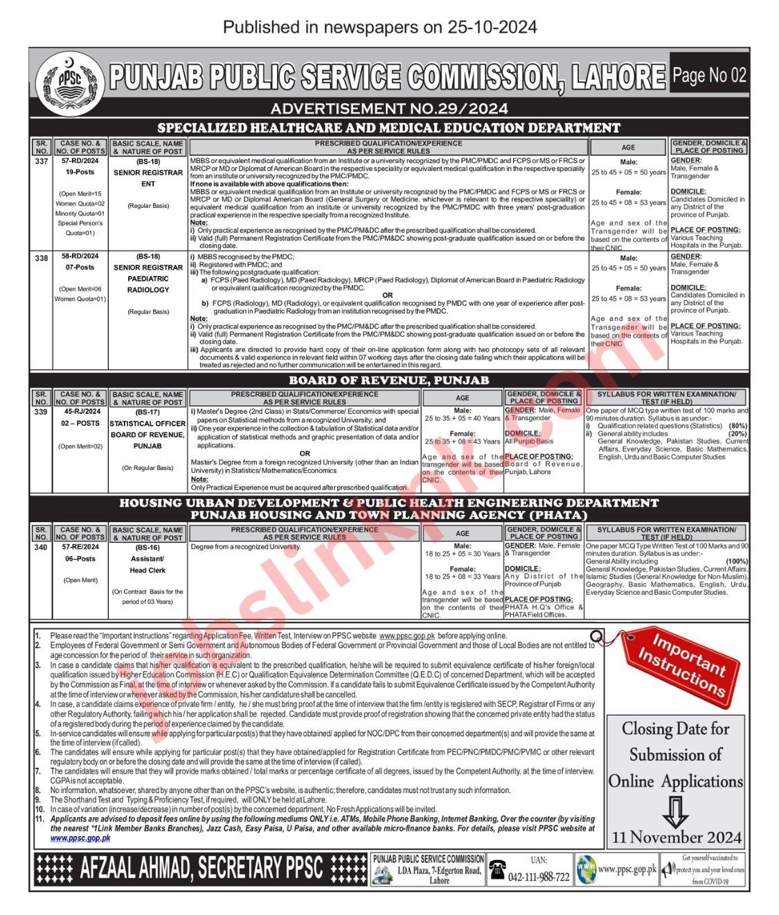 PPSC Advertisement 29 (2)