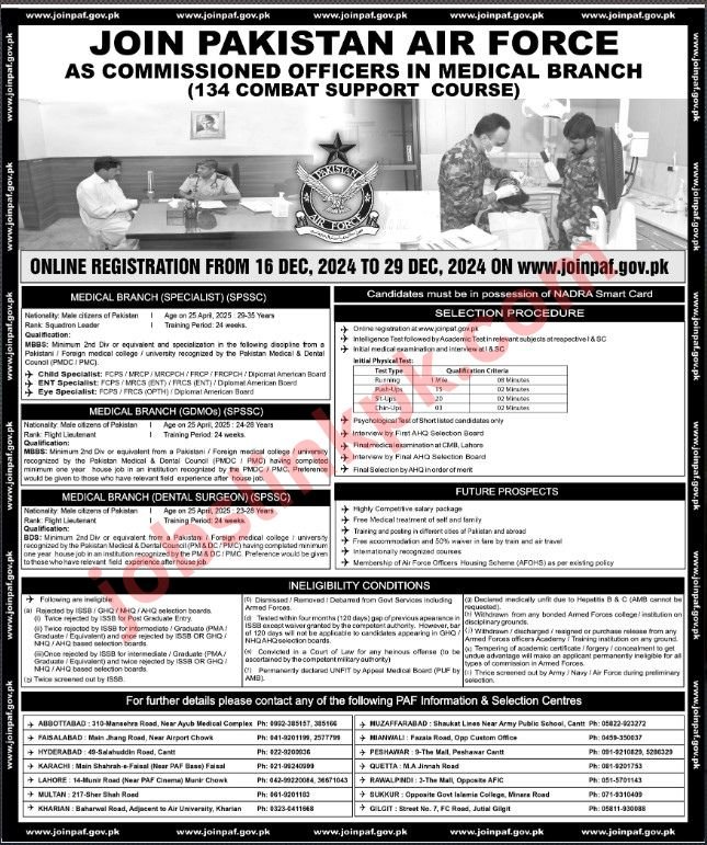 commissioned officer medical branch - paf